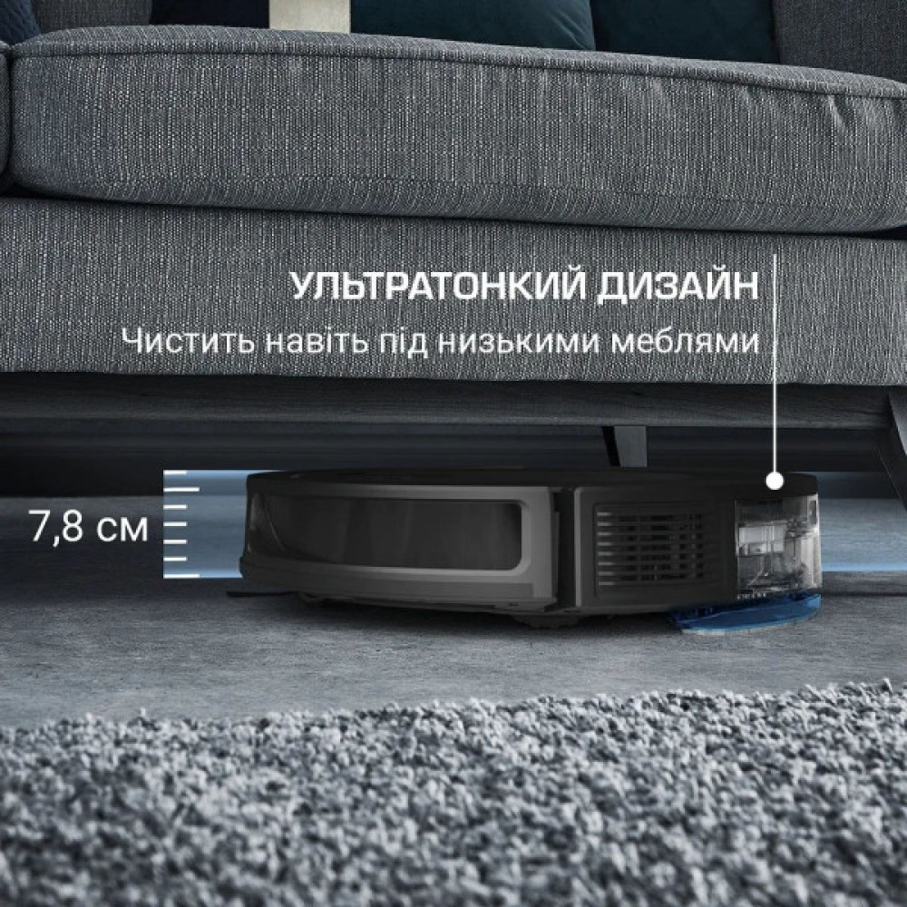 Робот-пилосос Rowenta миючий X-Plorer Serie 65, 2300ПаВт, h=7.8см, 0.3л, конт пил -0.4л, автон. робота до 168хв, чорний