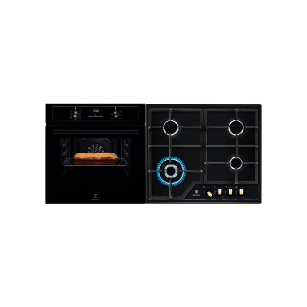 Комплект вбудованої техніки Electrolux Духова шафа EOF3H50BK + Варильна поверхня KGS6436RK (1)