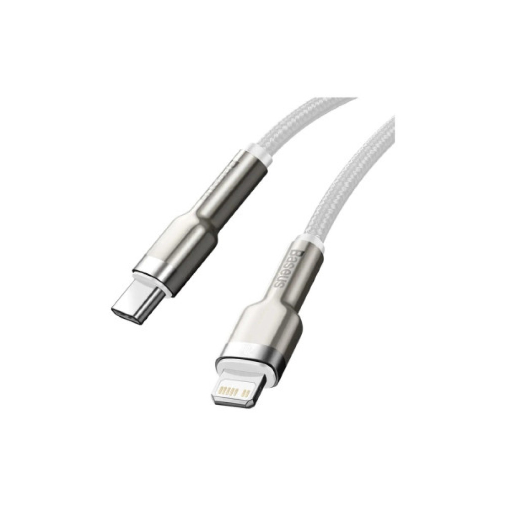 Дата кабель USB-C to Lightning 2.0m Cafule Metal PD 20W white Baseus (CATLJK-B02)