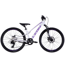 Велосипед Leon 24" JUNIOR DD рама-12" AL 2025 білий з бузковим (OPS-LN-24-115)
