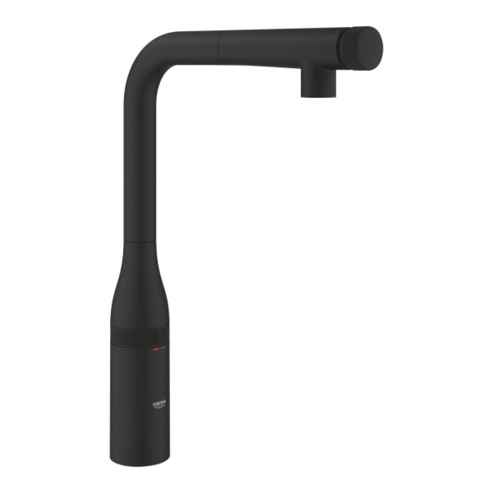 Змішувач для кухні Grohe Accent Smart Control, довж.виливу - 199мм, поворотний, витяжний, вентиль + кнопка, фантомний чорний