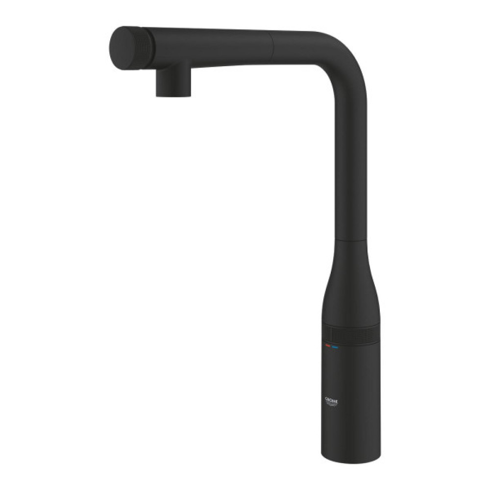 Змішувач для кухні Grohe Accent Smart Control, довж.виливу - 199мм, поворотний, витяжний, вентиль + кнопка, фантомний чорний