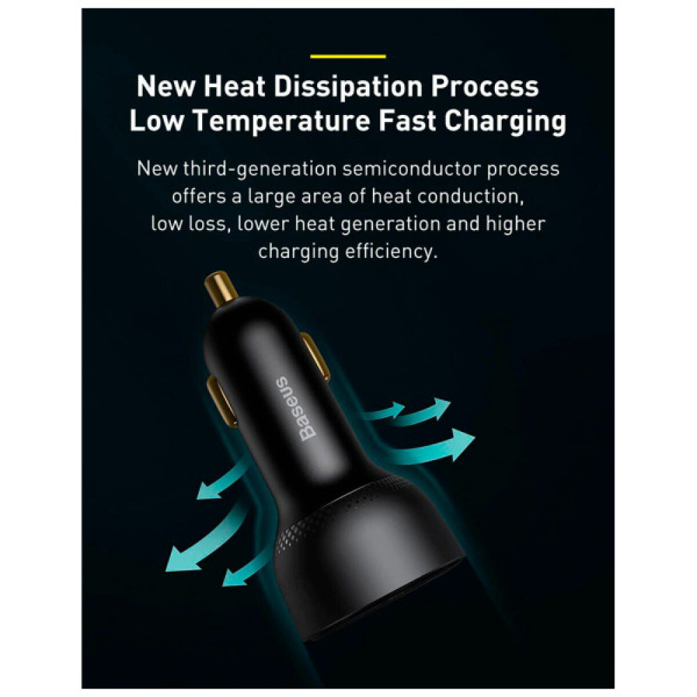 Зарядний пристрій Baseus Superme Digital Display PPS Dual Quick Charger Car Charger black (TZCCZX-01)