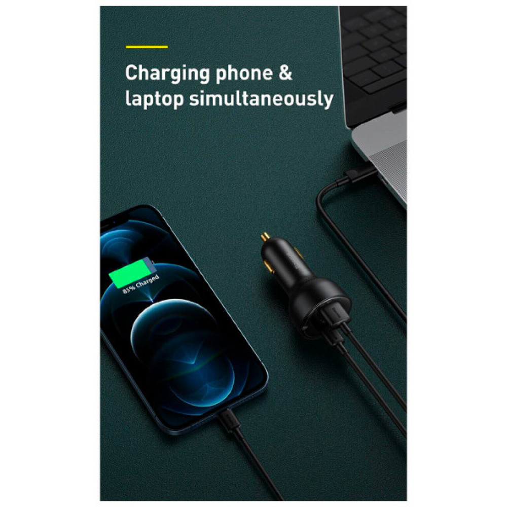 Зарядний пристрій Baseus Superme Digital Display PPS Dual Quick Charger Car Charger black (TZCCZX-01)