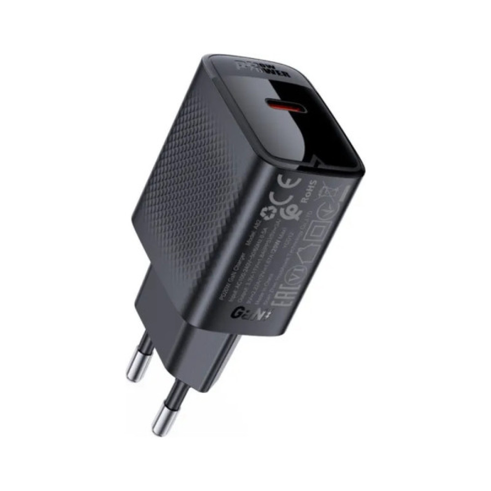 Зарядний пристрій Acefast USB-C 20W + Type-C cable A82 Fast Charger Black (6974316280057)