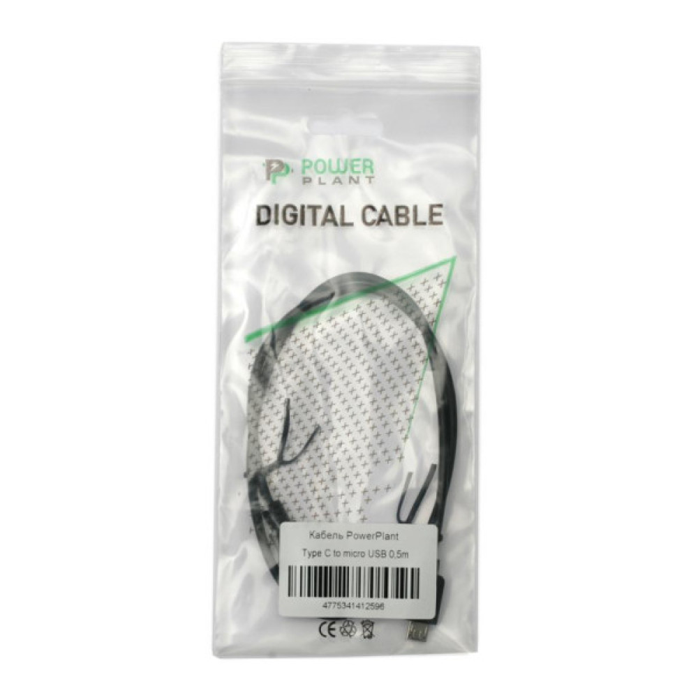 Дата кабель USB-C to Micro 5P 0.3m PowerPlant (KD00AS1259)