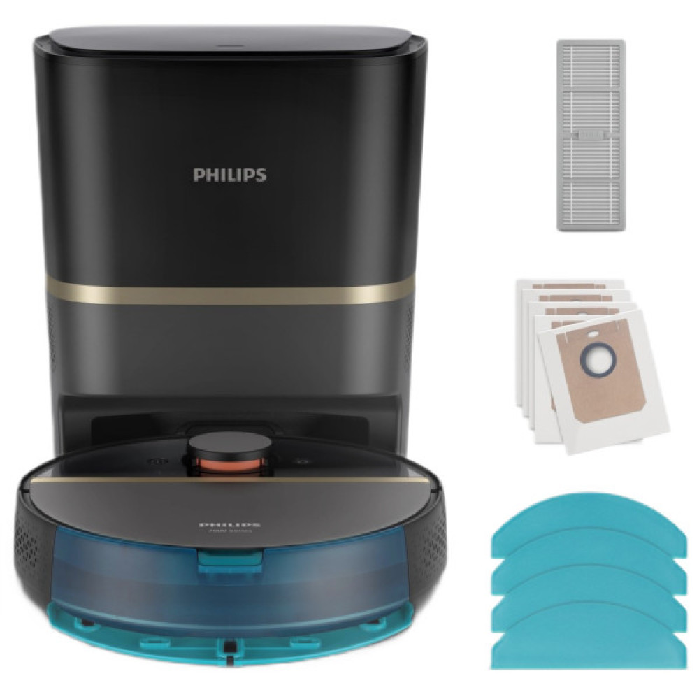 Робот-пилосос Philips Series 7000 , h=35см, вологе прибирання, конт пил -0.26л, вода -0.24л, автон. робота до 180хв, НЕРА 11, чорний
