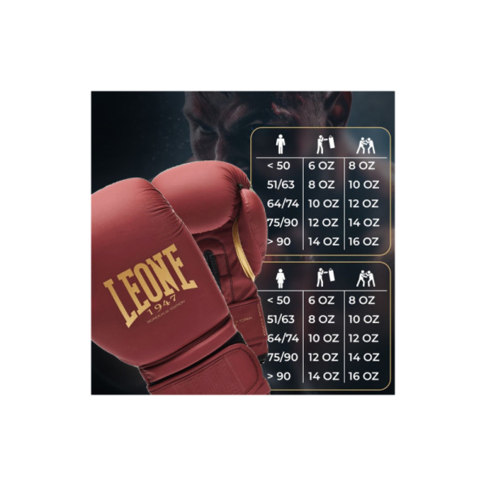 Боксерські рукавички Leone GN059X Bordeaux ED 10 унцій (GN059X_BORDEAUX_10oz)