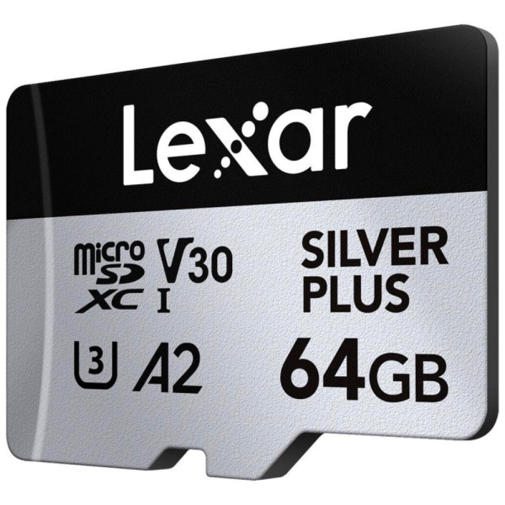 Карта пам'яті Lexar 64GB microSDXC class 10 UHS-I U3 V30 A2 Professional Silver (LMSSIPL064G-BNANG)