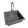 Набір кухонний Adamant Univer, штучний камінь, квадрат, без крила, 560х500х200мм, чаша - 1, врізна, сірий + змішувач + дозатор + ополіскувач склянок + коландер