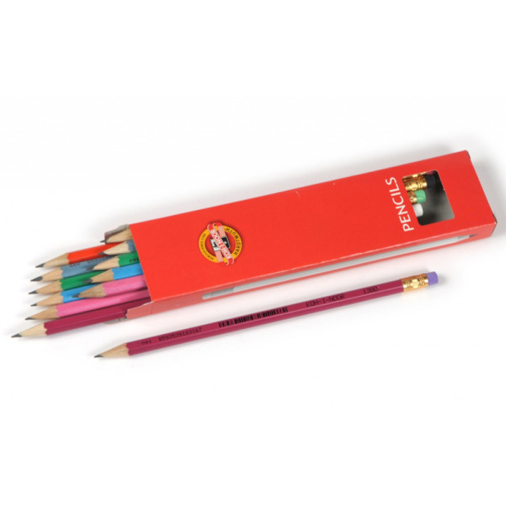 Олівець графітний Koh-i-Noor 1380 mix ASTRA, НВ, with eraser, (1380002017KS)