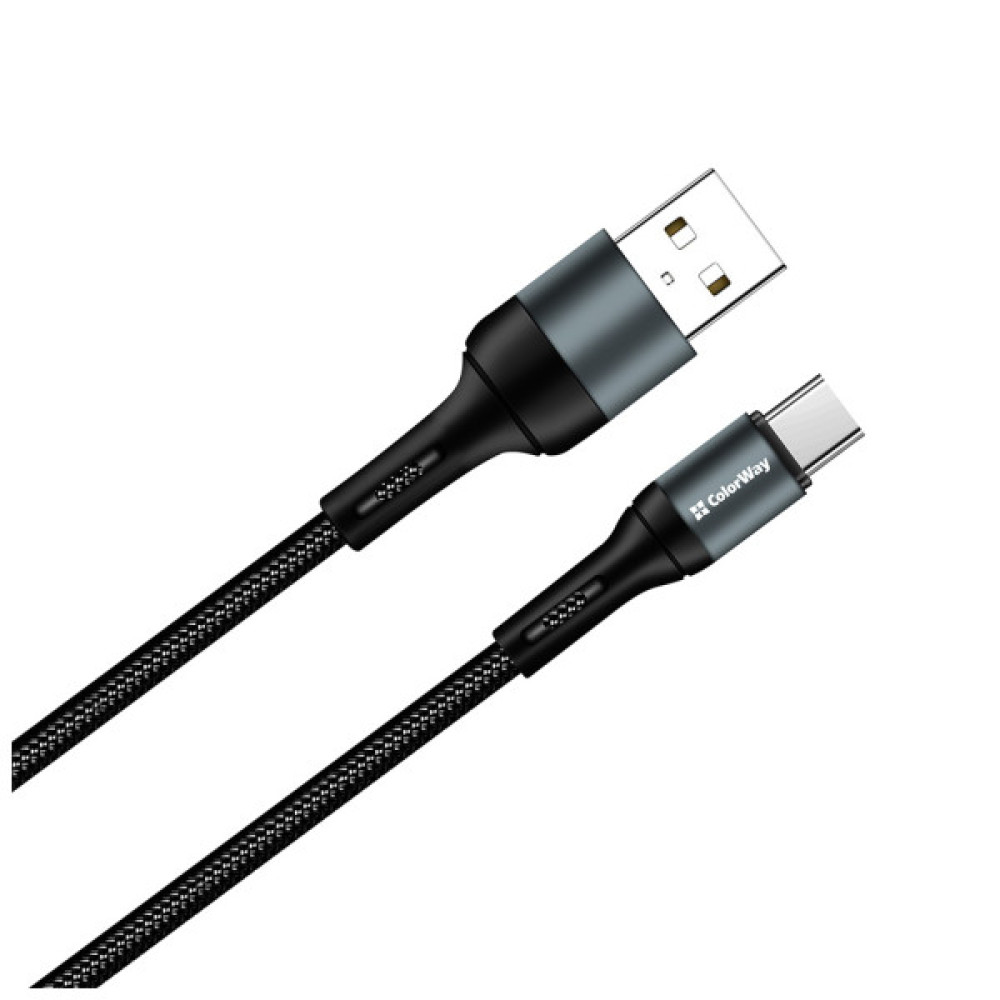 Дата кабель USB 2.0 AM to USB-C 1.0m nylon black ColorWay (CW-CBUC045-BK)