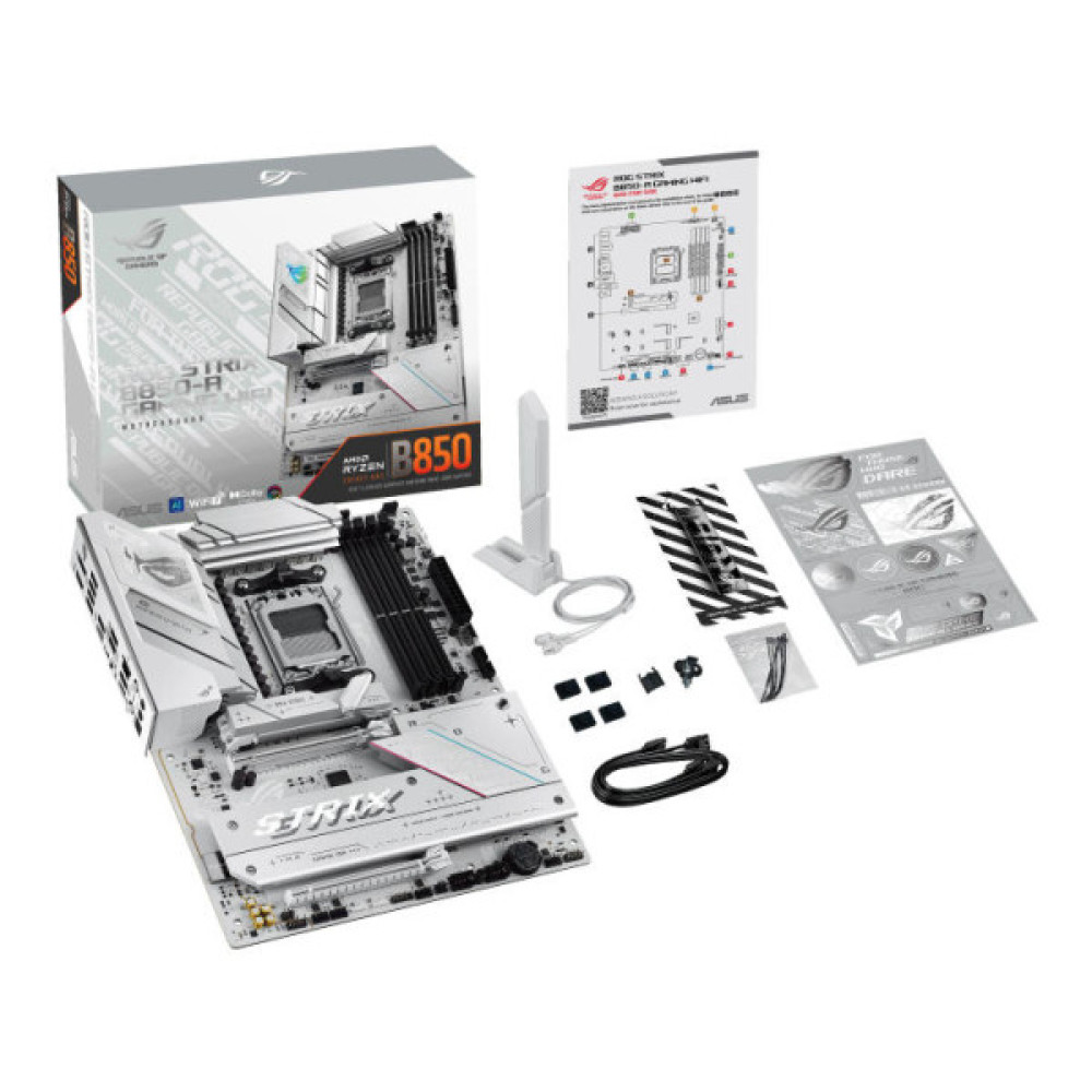 Материнcька плата ASUS ROG STRIX B850-A GAMING sAM5 B850 4xDDR5 M.2 HDMI DP Wi-Fi BT ATX білий
