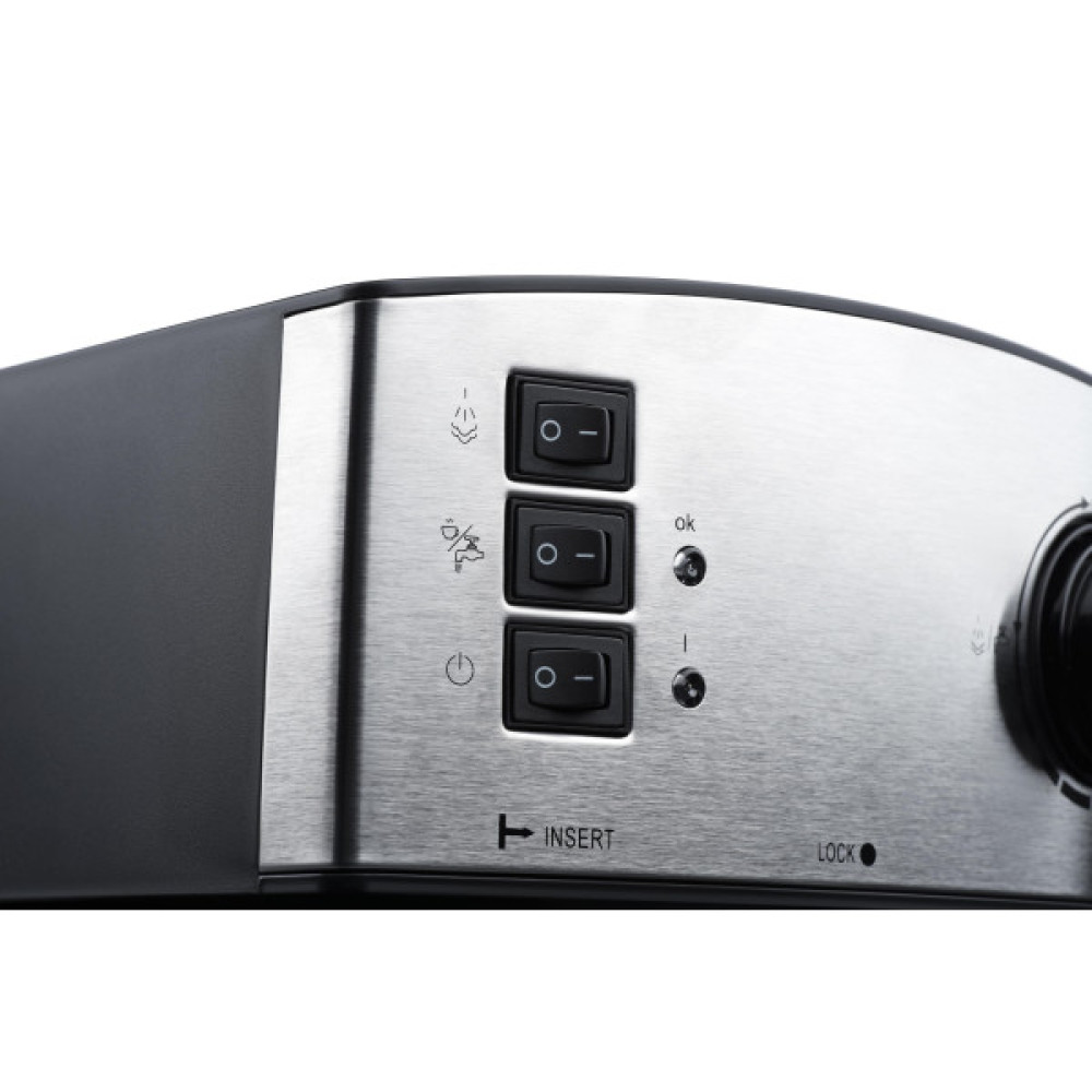 Кавоварка ARDESTO ріжкова Steel Collection 1.6л, мелена, ручний капучинатор, сріблясто-чорний