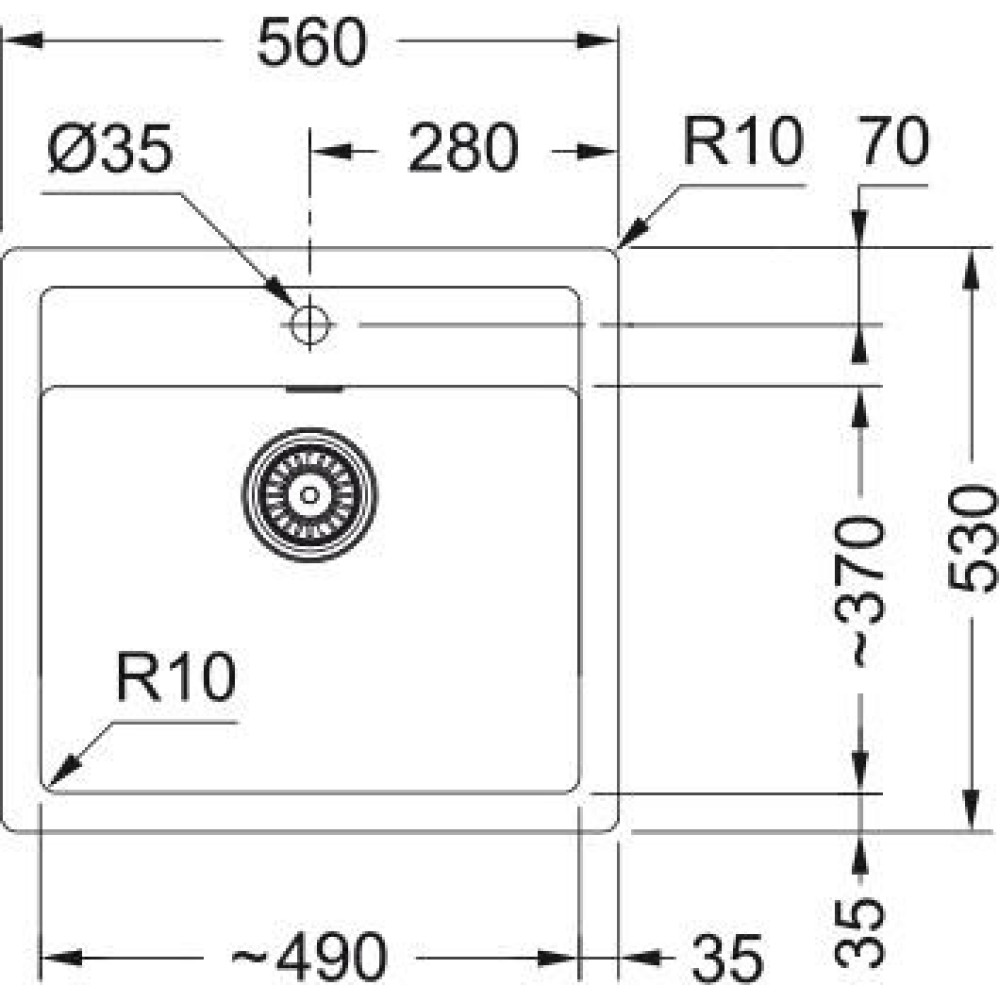 Мийка кухонна Franke Sirius тектонайт, прямокут., без крила, 560х530х200мм, чаша - 1, врізна, білий
