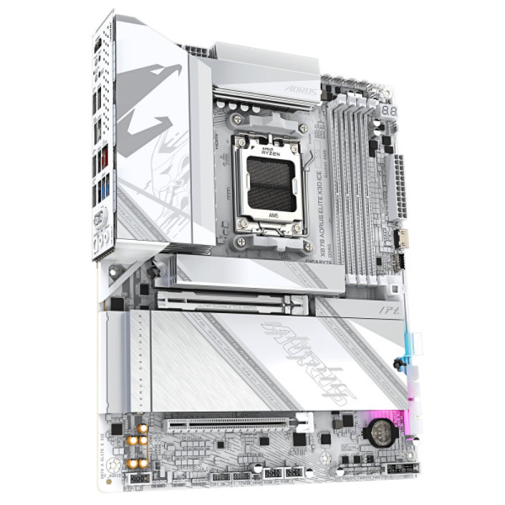 Материнська плата GIGABYTE X870 A ELITE X3D ICE sAM5 X870 4xDDR5 M.2 Wi-Fi BT HDMI DP ATX