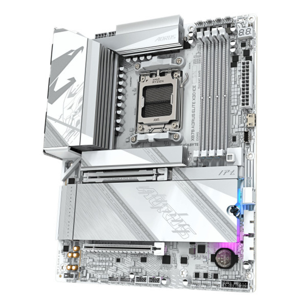 Материнська плата GIGABYTE X870 A ELITE X3D ICE sAM5 X870 4xDDR5 M.2 Wi-Fi BT HDMI DP ATX