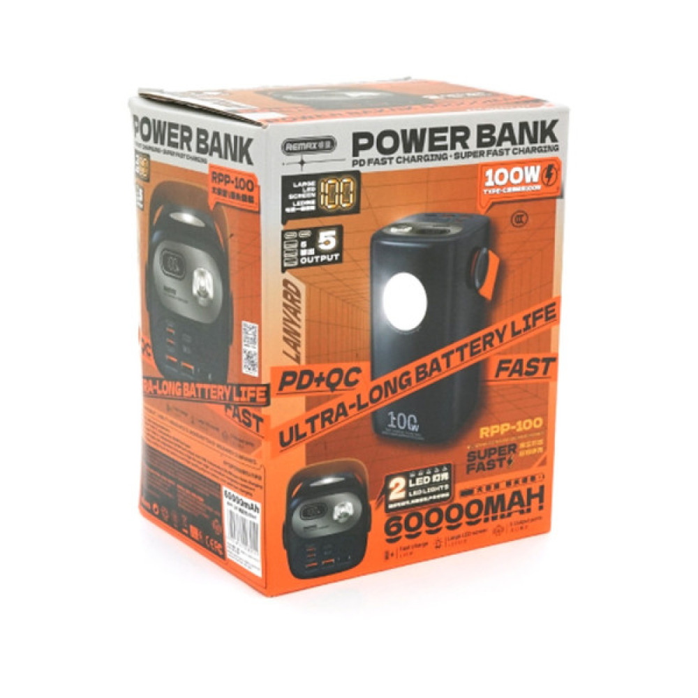Батарея універсальна Remax 60000mAh, PD/100W, QC/22.5W, Blue (RPP-100)