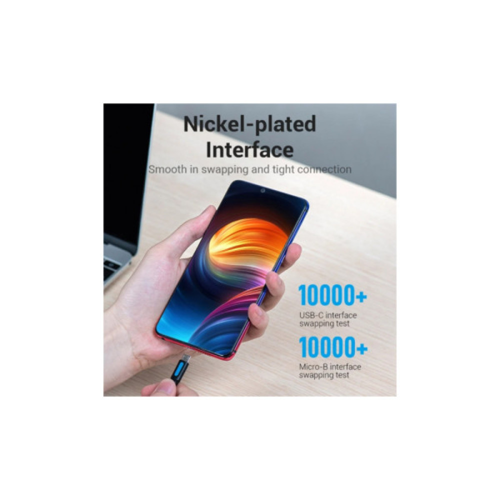 Дата кабель USB-C to Micro 5P 1.5m 10W black VENTION (COVBG)