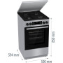 Плита Gorenje комбінована, 70л, 50x60см, метал. кришка, дисплей, IconLed, емальовані реш, титан