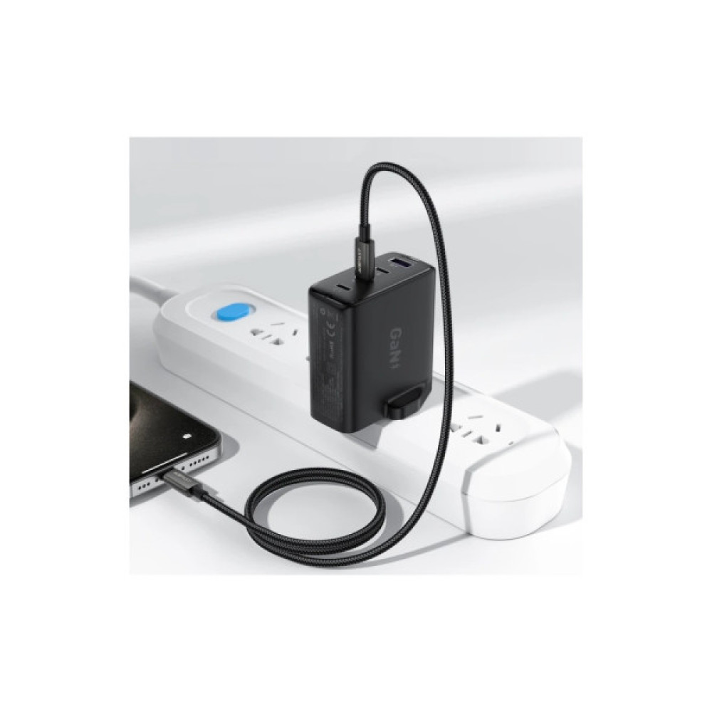 Дата кабель USB 2.0 AM to Lightning 1.2m 30W nylon black Acefast (6974316285410)