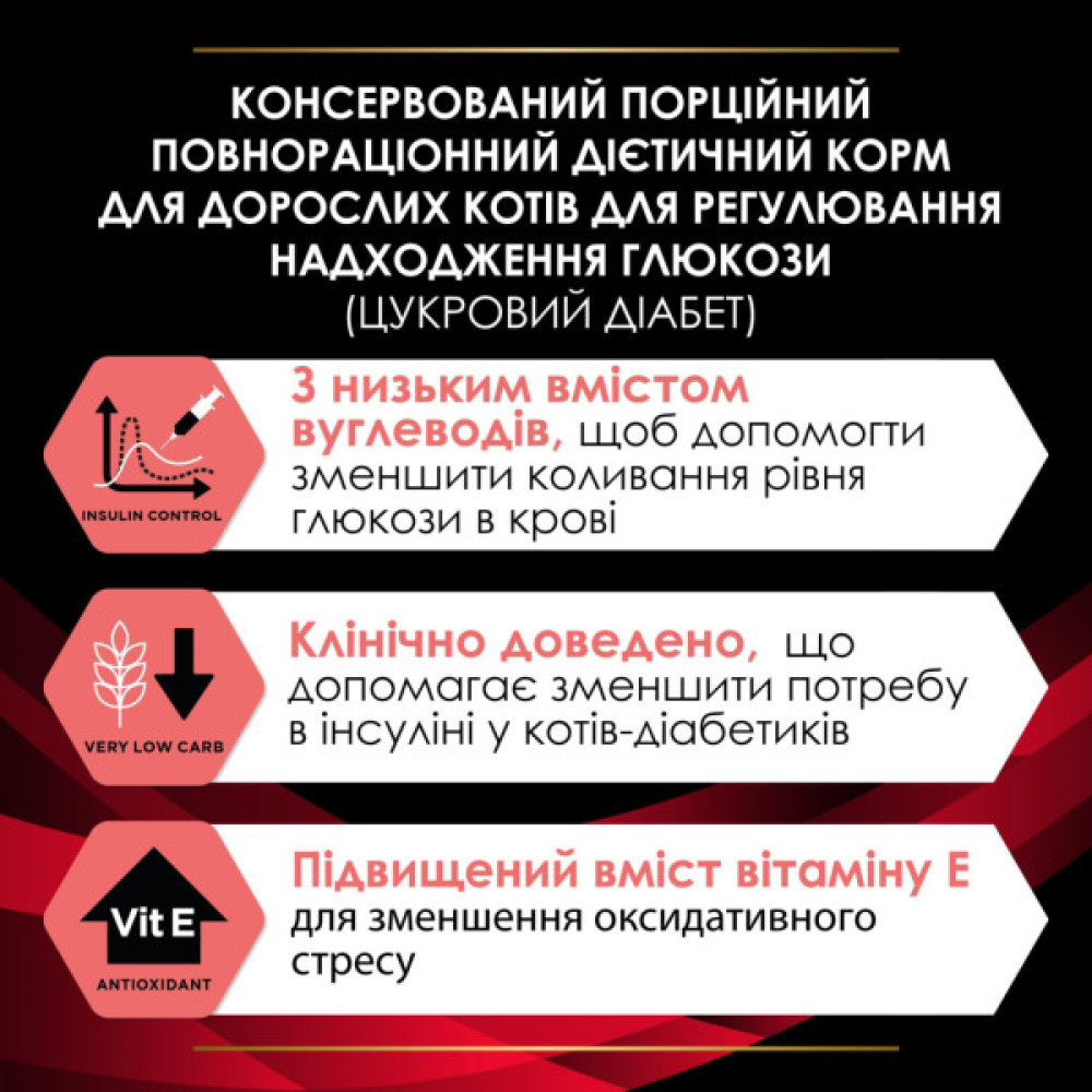 Вологий корм для кішок Purina Pro Plan Veterinary Diets DM ST/OX Diabetes Management Регулювання надходження глюкози 195 г (8445290105233)