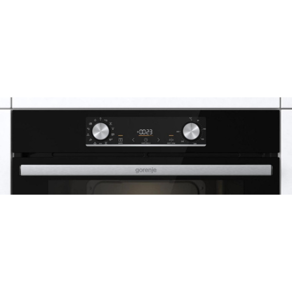 Духова шафа Gorenje електрична, 77л, A+, дисплей, ф-я без додавання жиру, чорний