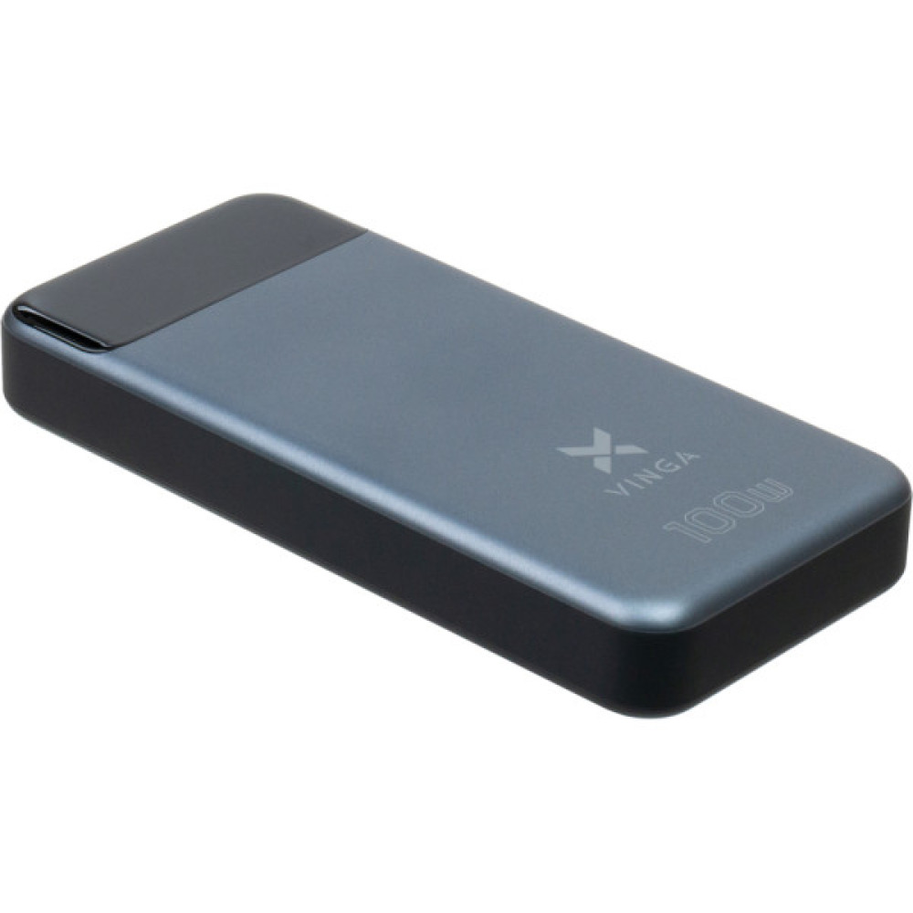 Батарея універсальна Vinga 30000 mAh 100W Display VA Grey (Li-Ion) (VPBB30100)