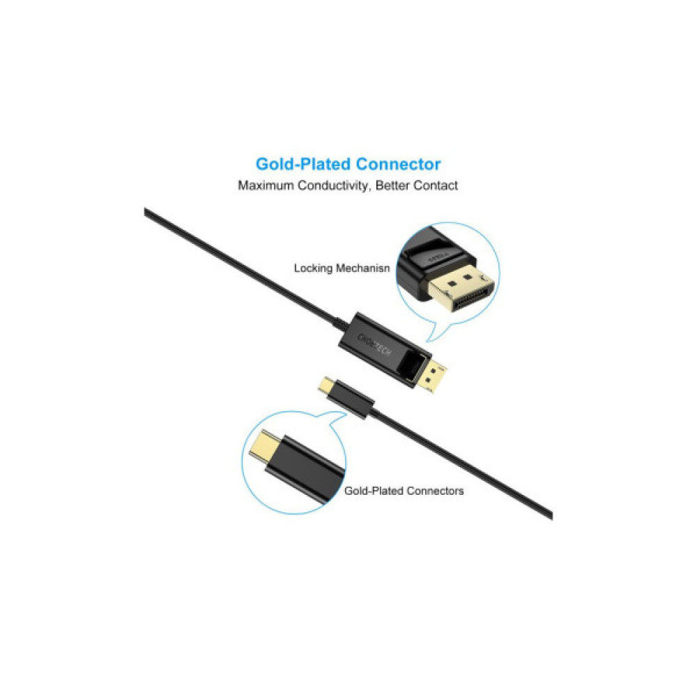 Кабель мультимедійний USB-C to DisplayPort M 1.8m 4K60Hz Choetech (XCP-1801BK)