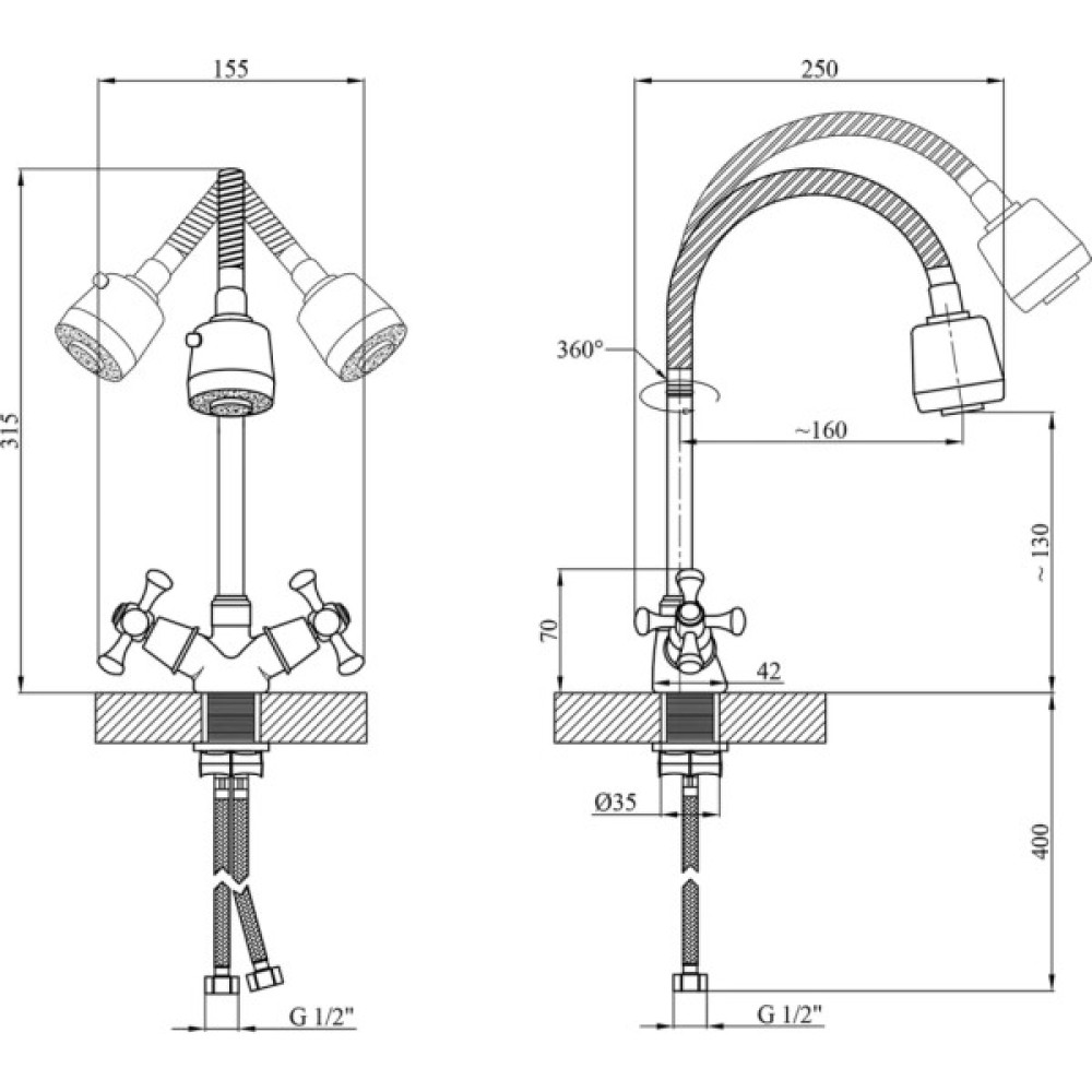 Змішувач Kroner Rhein-C030-1 (CV023573)