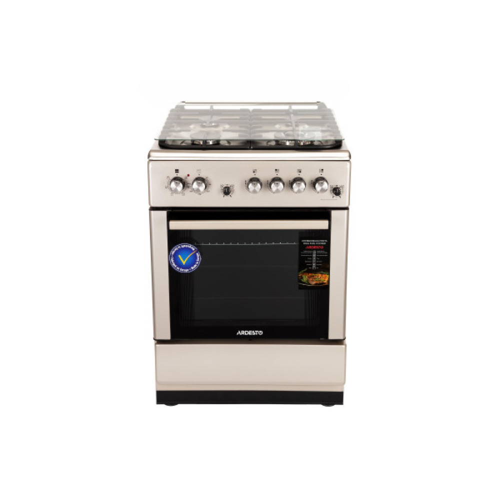 Плита ARDESTO комбі, 64л, 60x60см, конвекція, чавун, підсвічування, форсунки LPG (підключення газового балона), знімні направляючі, сріблястий