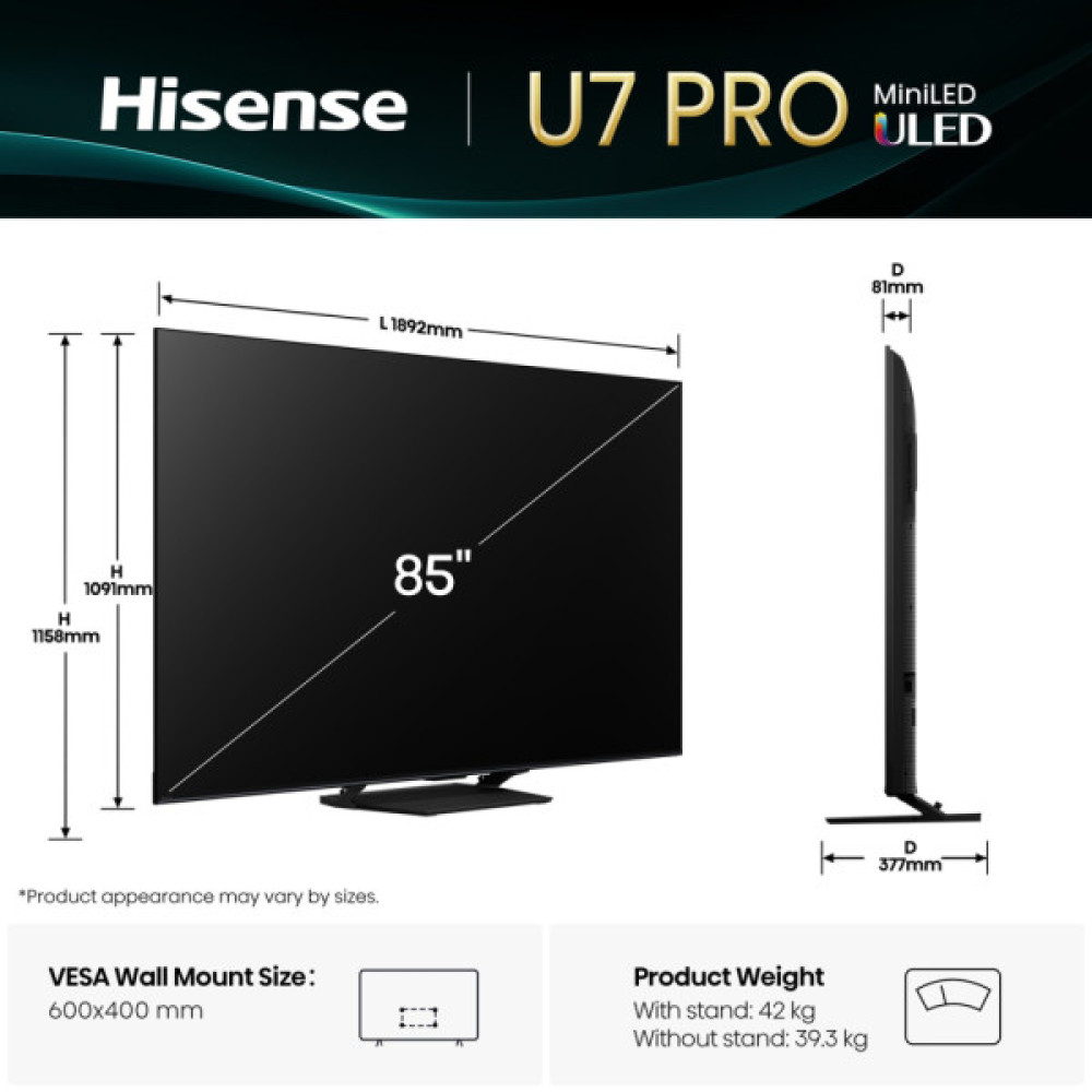 Телевізор Hisense 85U7Q PRO