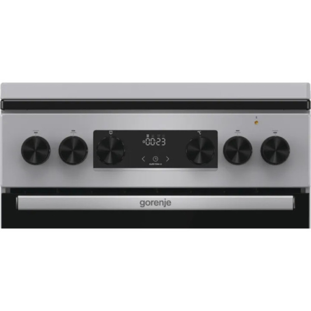 Плита Gorenje комбінована, 62л, 50x60см, метал. кришка, дисплей, емальовані реш, титан