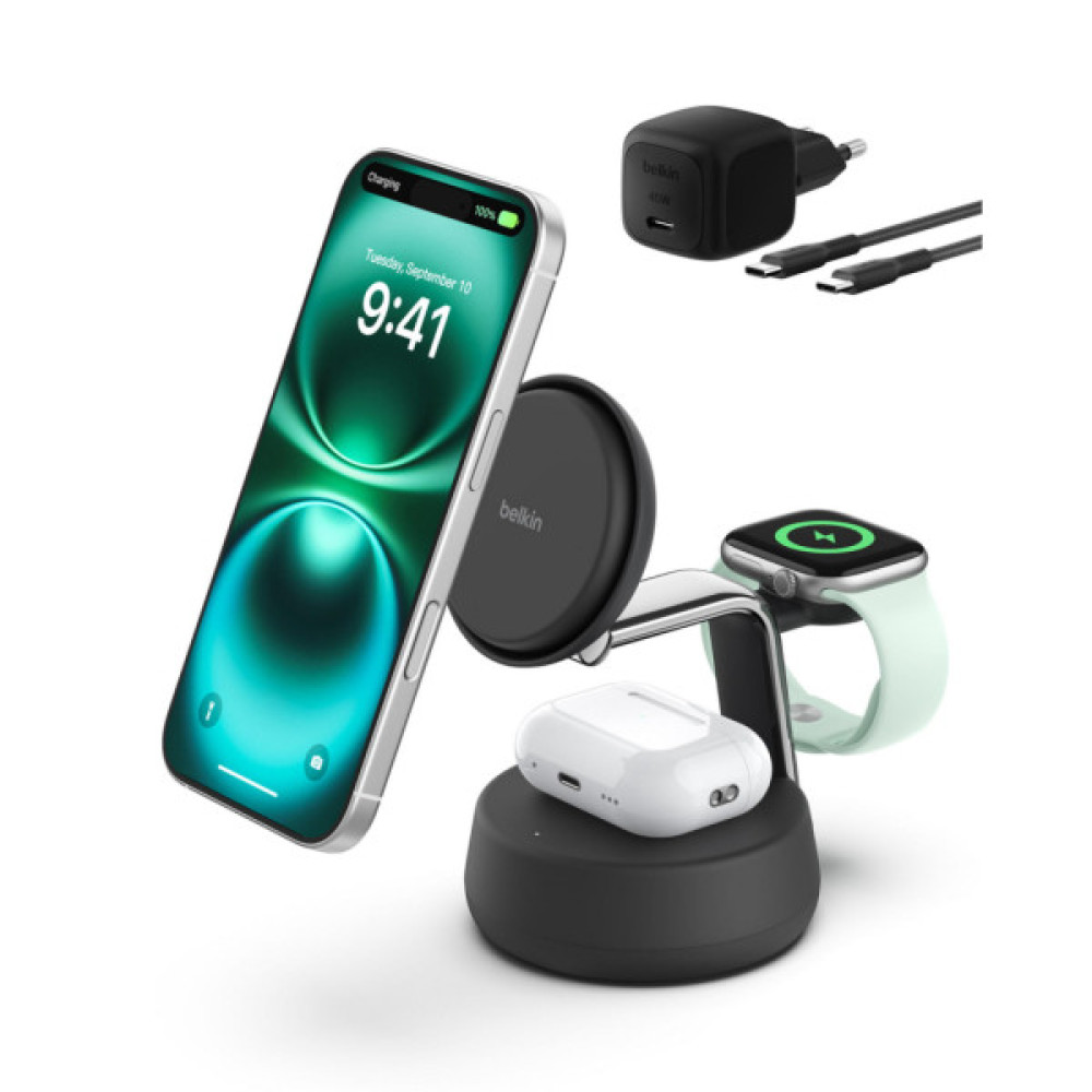 Зарядний пристрій Belkin UltraCharge Pro Wireless 3-in-1 25W charcoal (WIZ040KQCH)