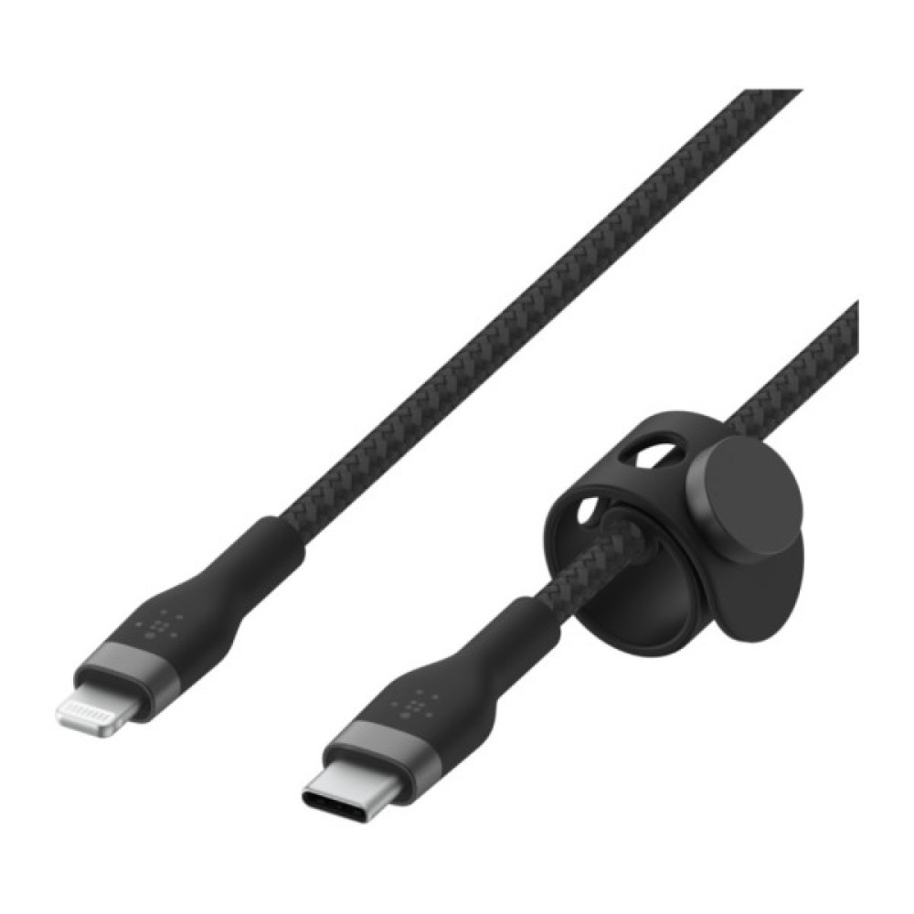 Дата кабель USB-C to Lightning 1.0m braided silicone black Belkin (CAA011BT1MBK)