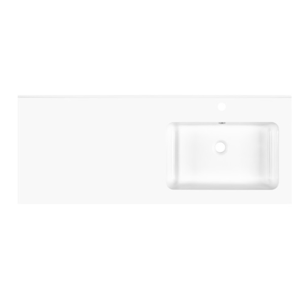 Раковина, умивальник ARDESTO Camille R, штучний камінь, прямокут., з отвором для змішувача, з отвором для переливу, 1198x478x140мм,з сифоном Click-Clack