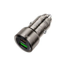 Зарядний пристрій HOCO 1xUSB-C PD38W + 1xUSB car adapter transparent Z52 black (6942007601740)
