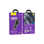 Зарядний пристрій HOCO 1xUSB-C PD38W + 1xUSB car adapter transparent Z52 black (6942007601740)