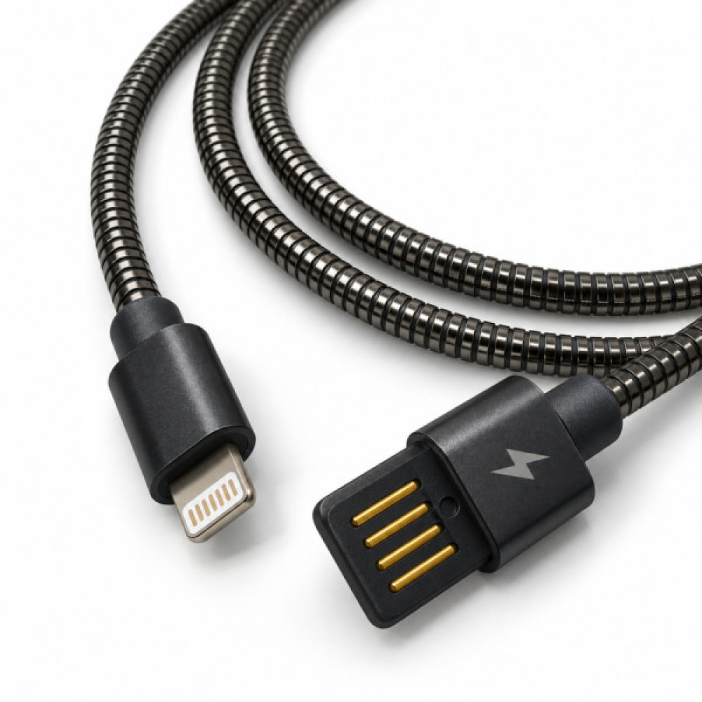 Дата кабель USB 2.0 AM to Lightning 1.0m 2.4A metal black XoKo (XK-CTL-001-BK)