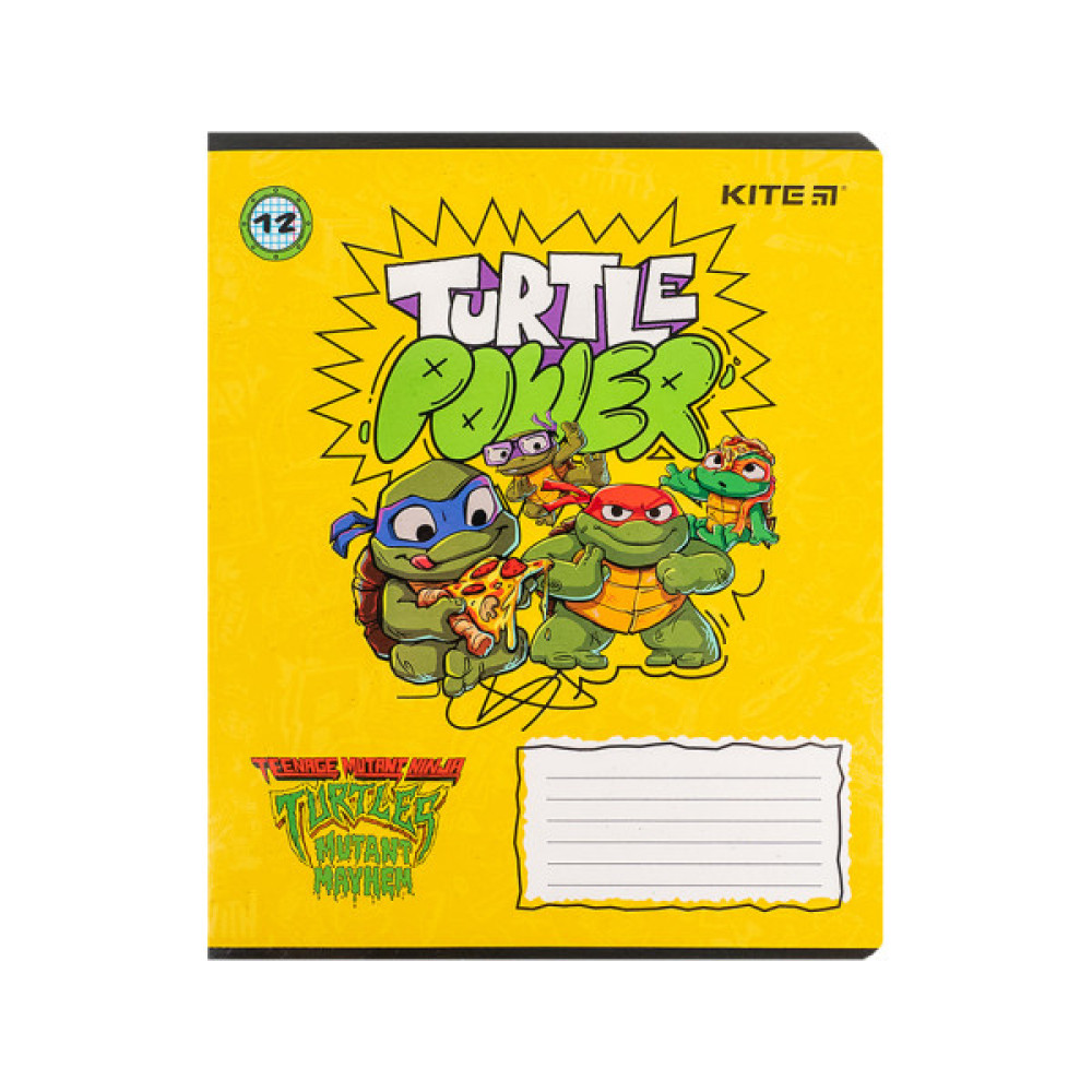 Зошит Kite Ninja Turtles, 12 аркушів, клітинка (NT24-232)
