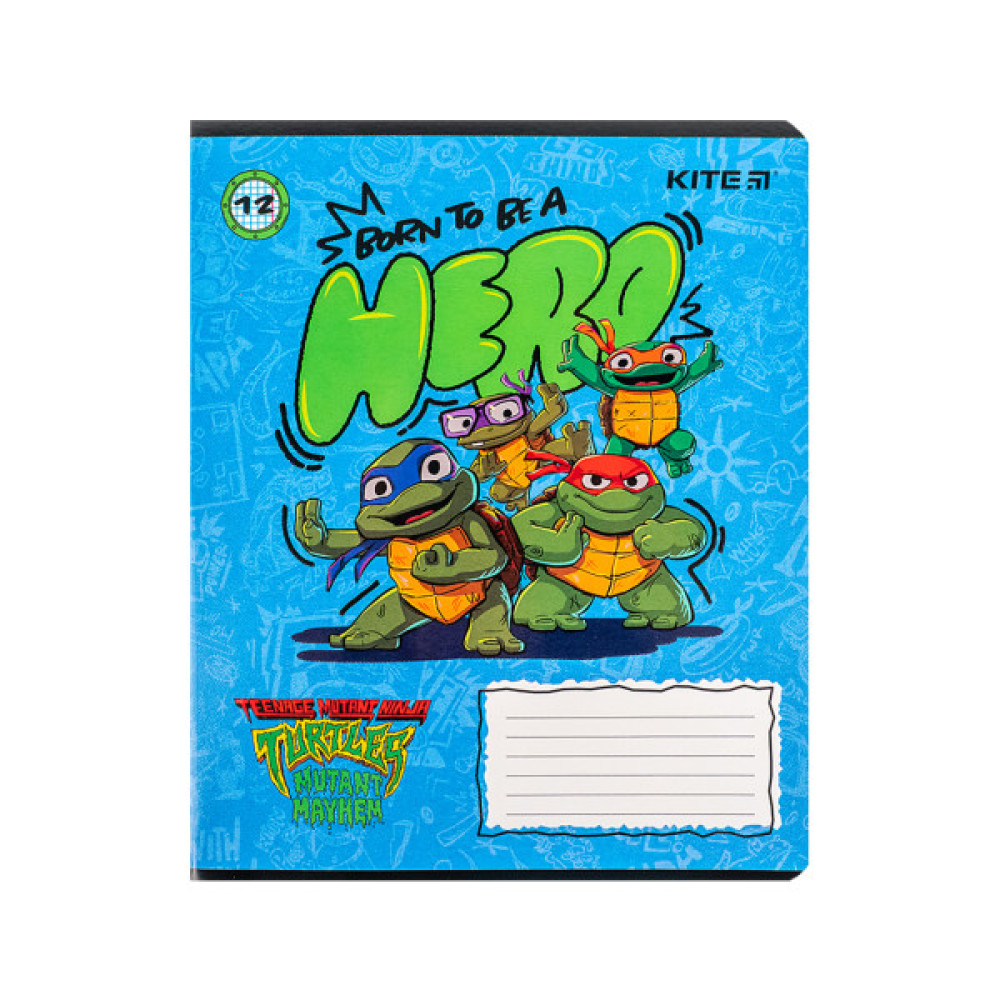 Зошит Kite Ninja Turtles, 12 аркушів, клітинка (NT24-232)