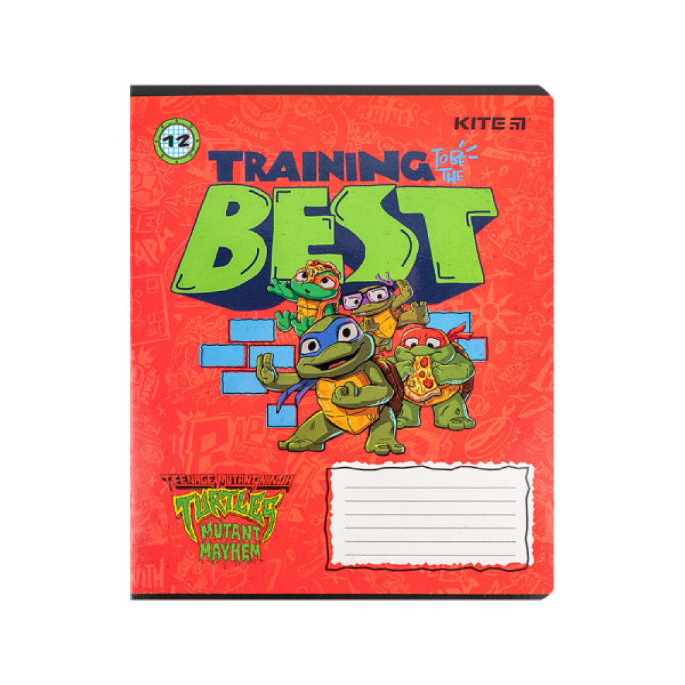 Зошит Kite Ninja Turtles, 12 аркушів, клітинка (NT24-232)