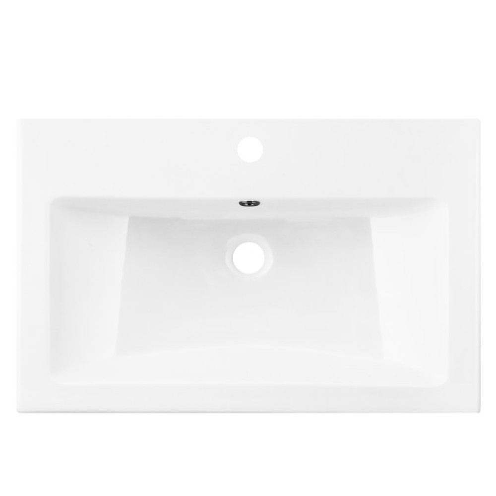 Раковина, умивальник ARDESTO Sati, штучний камінь, прямокут., з отвором для змішувача, з отвором для переливу, 695x450x158мм, накладний, білий