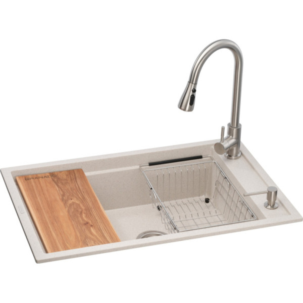 Мийка кухонна GRANADO Basic Estella terra (+ змішувач Campo LUX inox + дозатор Redondo inox + кошик + (ksg0103)