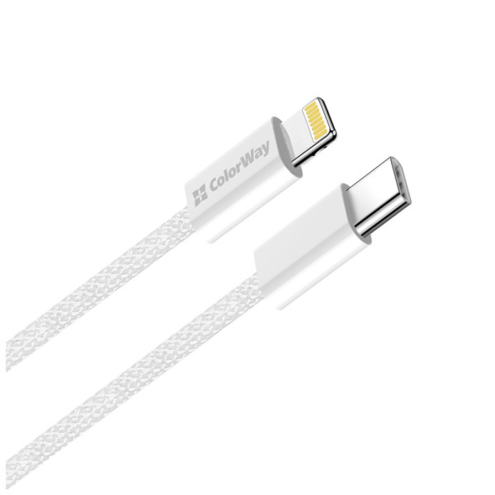 Дата кабель USB-C to Lightning 2.0m PD 27W braided gray ColorWay (CW-CBPDCL068-GR)