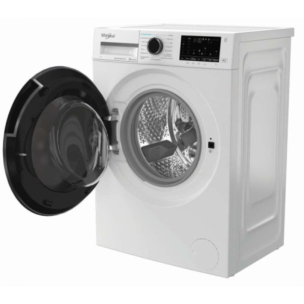 Пральна машина Whirlpool фронтальна, 7кг, 1200, A, 49.6см, дисплей, пара, інвертор, люк чорний, білий