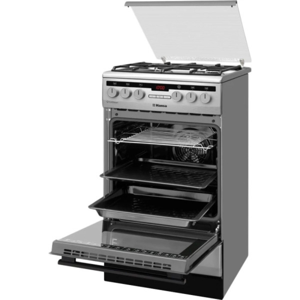 Плита Hansa комбінована, 50х60см, 62л, чавун, газ контр., дисплей, сірий