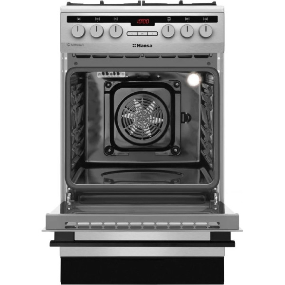 Плита Hansa комбінована, 50х60см, 62л, чавун, газ контр., дисплей, сірий
