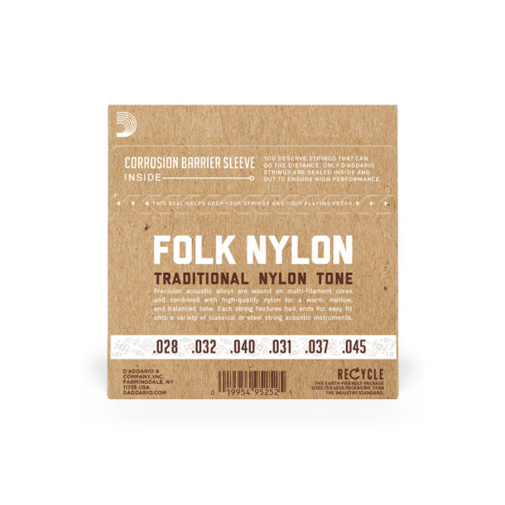 Струни для гітари D'Addario Folk Nylon 80/20 Bronze Ball End Black Treble (EJ34)
