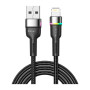 Дата кабель USB 2.0 AM to Lightning 2.0m 2.4A LED black Essager (EXCL-XCDA01)